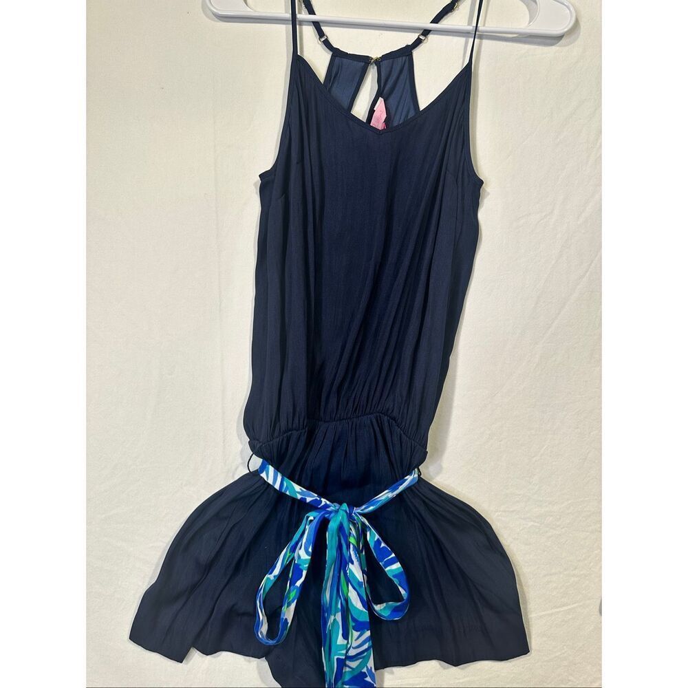 Lilly Pulitzer Dusk Navy Tie Waist Romper, Size XS, NWT